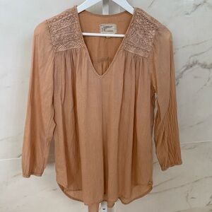 CURRENT ELLIOTT The Picnic Shirt Washed Stardust,  Blouse with Lace Detail